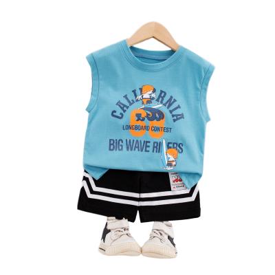 China Two-piece suit 1-4 years old baby boy summer vest suit children's casual shorts boutique casual children's clothing for sale