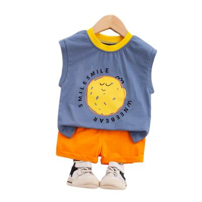 China Two-piece suit 1-4 years old baby boy summer vest suit children's casual shorts boutique casual children's clothing for sale