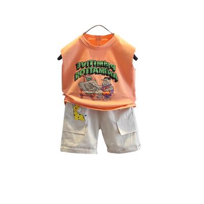 China Summer Baby Two-piece Sportswear New Casual Children's T-shirt Vest Suit Boys Children's Clothing 1-2-3-4-5 Years for sale