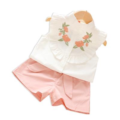 China 2021 Casual Made in China Summer Girls 1-3-5 Years Soft Vest Set Casual Shorts Two Piece Set for sale