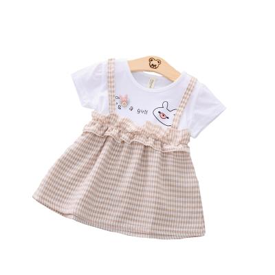 China 2021 Girls Summer New Casual Dress Short Sleeve Skirt Sweet Child 1-2-3 Years Old for sale