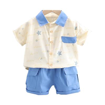 China Two-piece short-sleeved thin children's clothing 2021 summer new casual male baby shirt suit 1-2-3-4-5 years old for sale