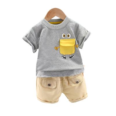 China 1-3-5 Years Casual Wholesale Casual Two-piece Cartoon Boys Boutique Market Summer Short Sleeve Suit for sale