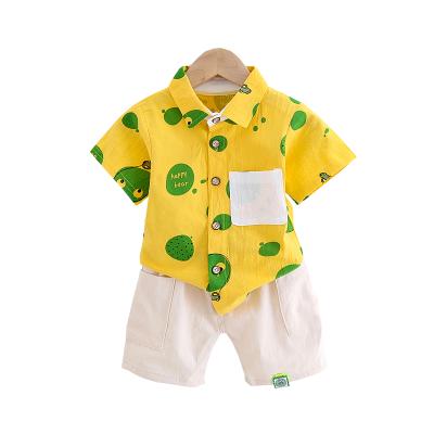 China Wholesale Casual Boy's Casual Two-piece Suit 1-3-5 Years Old Boys Boutique Summer Short Sleeve Shirt for sale