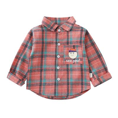 China 2021 Casual Made in China Children's Lapel Plaid Collar Senior 1-5 Years Boys Casual Shirt for sale