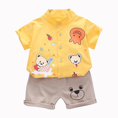 China 2021 high quality boutique summer casual popular children's suit cartoon shirt shorts boy two-piece suit for sale