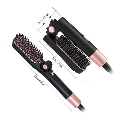 China Safety Portable 35w Ceramic Tourmaline Bending PTC Hair Beard Heating Comb with 1 Speed ​​Non-Adjust Temp Hair Straightener Brush Comb for sale