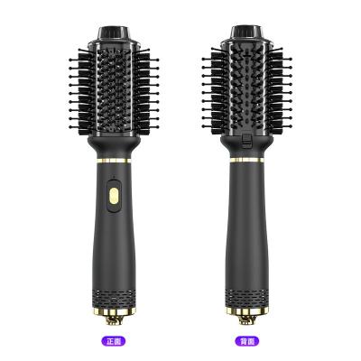 China Multi-Functional 360 Adjustable Heat Settings 3 Rotating Tourmaline Ceramic In 1 Electric Hot Air Comb Straight Curling Iron Hot-Air Comb Brush for sale