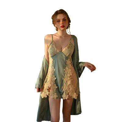 China Sexy Lingerie Mature Woman Lace Pajamas French Sexy Seduction Fun Set Sheer Bride Pajamas Dress for sale