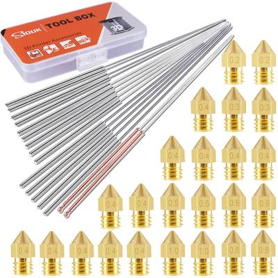 China 3D printing extrusion V5 m6 threaded 3d printer extruder nozzle mk10 mk8 witl volcano 3d printer nozzle kit brass titanium steel parts for sale