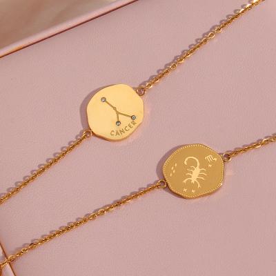 China Manufacturer TRENDY Custom Design Jewelry High Quality No Fade Chain Jewelry 18K Gold Plated Stainless Steel Horoscope Bracelet for sale