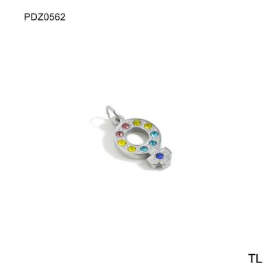 China FASHIONABLE high quality 316l stainless steel jewelry suppliers waterproof colorful stainless steel diamond zircon charms for sale