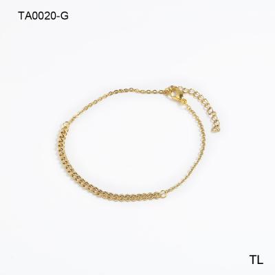 China FASHIONABLE cheap high quality 18k gold plated stainless steel anklet chain jewelry waterproof not fade simple style jewelry wholesale for sale