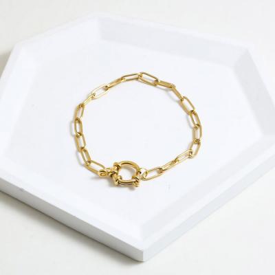 China Fashion TRENDY Jewelry High Quality Stainless Steel Bracelet18k Gold Plated Simple Style Shiny Bracelet Earrings Jewelry Wholesale for sale