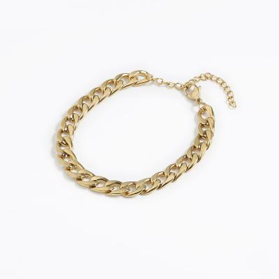 China FASHION FASHION Bangle Jewelry Suppliers 18k Gold Plated High Quality Simple Style Stainless Steel Jewelry Wide Chain Bracelet For Man for sale