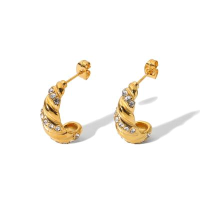 China TRENDY Jewelry Supplier PVD 18k Gold Plated Jewelry 18k Circle Earrings Stainless Steel Gold Plated Twisted Earrings Wholesale for sale