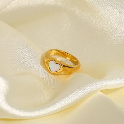 China 2022 new arrival TRENDY jewelry 18K gold plated heart rings wholesale 18K gold plated stainless steel jewelry for sale