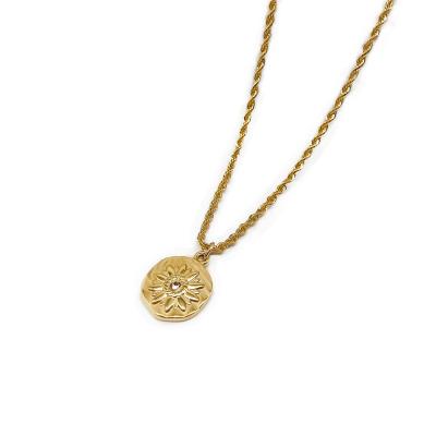 China TRENDY fashion jewelry 18k gold pated high quality stainless steel jewelry flower necklace jewelry wholesale for sale