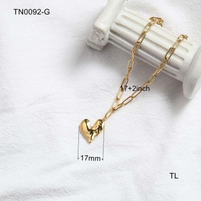 China 2022new arrival TRENDY gold plated fashion necklaces heart shape necklaces stainless steel jewelry wholesale 18k gold for sale