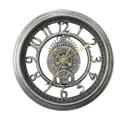 China Customized Rustic Antique Wall Clock Gift Imitated Industrial Plastic Decorative Metal Wall Watch for sale