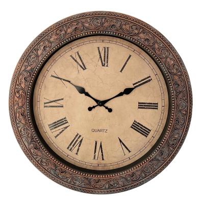 China European Style Antique Wall Clocks Home Decor Antique Decorate Carved Round Wall Clock for sale