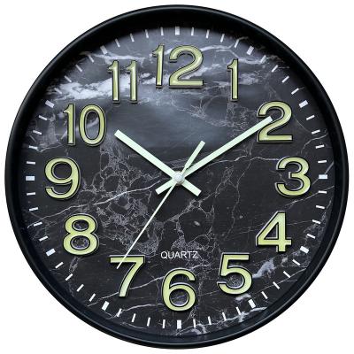 China Creative Marble Face World Time Wall Watch 12 Inch Full Contemporary Luminous 3D Indicator Luminous Digital Wall Clock for sale