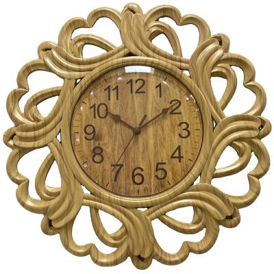 China Customized Plastic Rustic Wooden Frame Decorative Wall Clock Wall Sticker For Living Room Wall Watch for sale