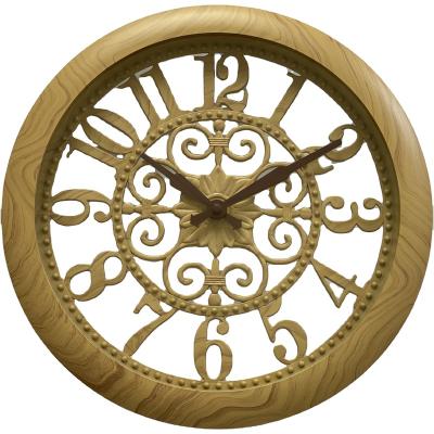 China Imitation Traditional Wood Grain Wall Sticker Modern Design Wall Clock Imitation Home Decorative Watch for sale