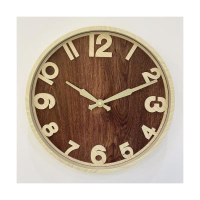 China Decorative Wooden Wall Clock Wall Watch Art Works Modern Home Decoration Wooden Wall Clock Farmhouse for sale