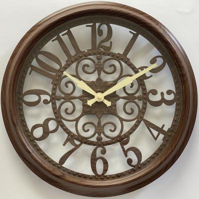 China Factory Wholesale Traditional Design Wooden Wall Clock Business Gift Home Decorative Grain for sale