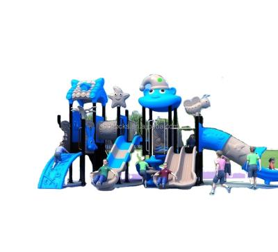 China UV & Weathering Resistant Blue & Gray Color Medium Size Playground With Multiple Climbing And Sliding Parts For Parks for sale