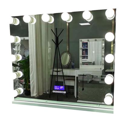 China Frameless Lighted Table Vanity Hollywood Led Lighted Dressing Room Mirror With Wireless Speaker for sale