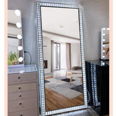 China 7 Color-lights Lighted Rectangle Hollywood Full-Length Wall Mounted Smart Lighted Mirror for Dressing Hair and Salon Beauty for sale