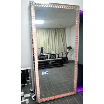 China Lit 7 Color-lights Crystal Crushed Diamond Large Size Floor Mirror for sale