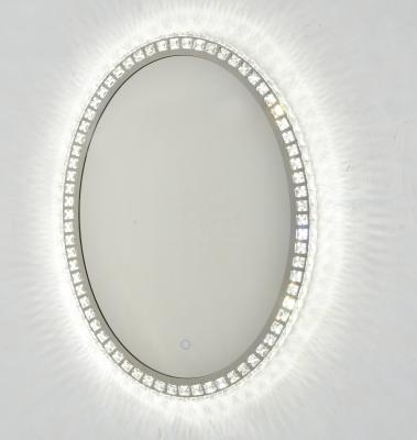 China Diamond Makeup Mirror Crystal Vanity Wall Mounted Oval Led Lighted Girl Hollywood Makeup Mirror for sale