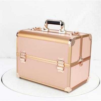 China Aluminum Suitcase Makeup Tooling Large Capacity Towel Train Case Cosmetic Aluminum Case for sale