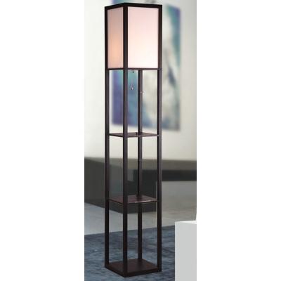 China Lighting Custom Functions Wooden Shelf Floor Lamp With Fabric Shade For Indoor Decoration for sale