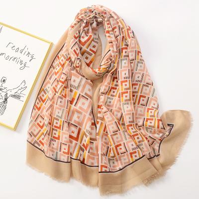 China New Fashion Women Polyester Long Scarf Geometric Print Shawl For Ladies for sale