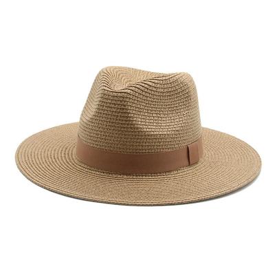 China Panama Fashion Hat Summer Sun Protection Striped Hats For Women Outfits Unisex Outdoor Hat With Ribbon for sale