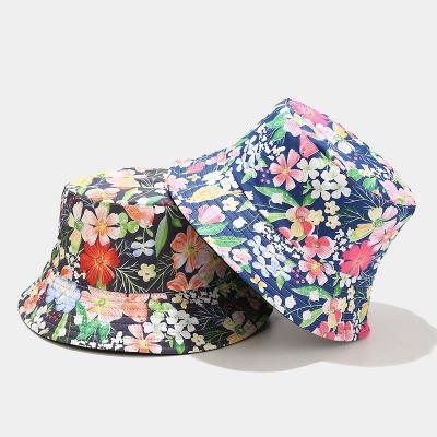 China New Floral Sun Hat Pattern With Fisherman's Hat On Both Sides Custom Design Logo Fashion Bucket Hat Reversible for sale