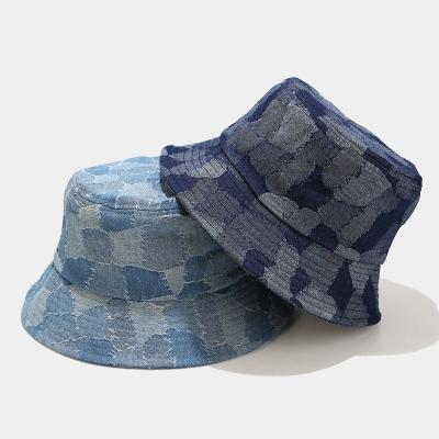 China Sun Hat New Jean Cloth Pattern With Fisherman's Hat Custom Design Logo Fashion Bucket Hat Unisex Outdoor for sale