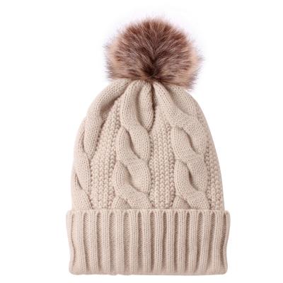 China High Quality COMMON Beanie With Custom Logo Winter Women's Hats Knitted Wholesale Fur Pom Pom Beanies Beanies Hat for sale