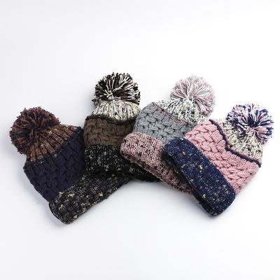 China COMMON Winter Keep Beanie Women Knitted Hat Custom Warm Pom Pom Beanies Ski Hats Wholesale for sale