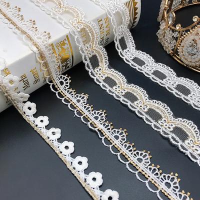 China Other MSBJ680 Gold And Silver Water Soluble Pure Cotton Gauze Lace Embroidery Lace Trim for sale