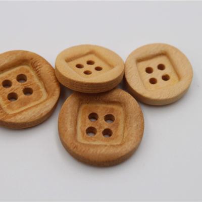 China Sustainable Vintage Cusromized Snap Around Wooden Clothes Buttons 20mm Vintage Wood 4 Holes Buttons For Garment for sale