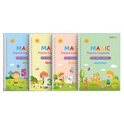 China Printed 4 Pcs Set Reusable Writing Practice Magic Sunk Writing Book For Kids for sale