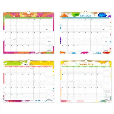 China Custom 2021 Wall Calendar 2022 Full Color Prints 12 Months Gold Calendars Weekly Monthly Spiral Wall Calendar for sale