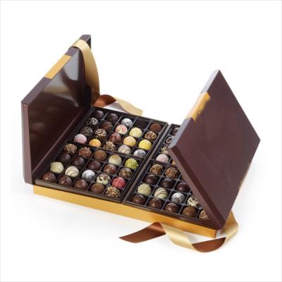 China Custom Recyclable Double Door Gift Box Chocolate Candy Gift Box With Slot Packaging Product Display Box for sale