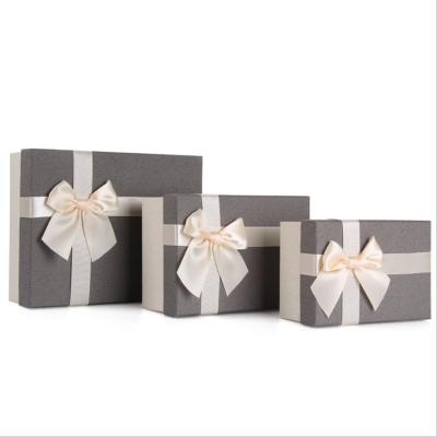 China High Grade Recyclable Custom Gray Gift Box Bow Box Creative Thanksgiving Gift Box for sale