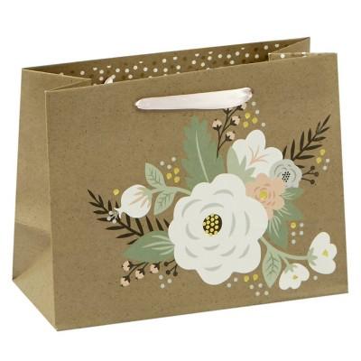 China Recyclable Fancy Flower Print Design Kraft Paper Gift Bag for sale